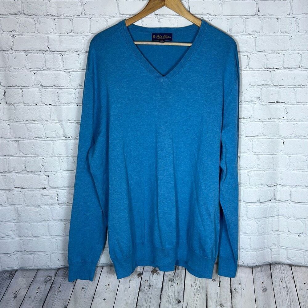 Brooks Brothers Supima Cotton V‎ neck Blue Sweater size XXL